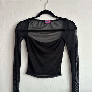 Black Sheer Long Sleeve Top